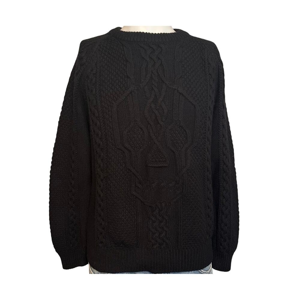 Alexander McQueen Skull Motif Fisherman Cable Sweater Black size L Wool Cashmere